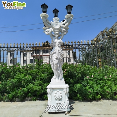 Life Size Decor Life Size Carved Woman Figure Sculpture Lamp Indoor Lighting Marble Statues