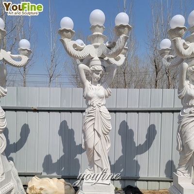 Life Size Decor Life Size Carved Woman Figure Sculpture Lamp Indoor Lighting Marble Statues