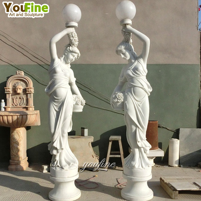 Life Size Decor Life Size Carved Woman Figure Sculpture Lamp Indoor Lighting Marble Statues
