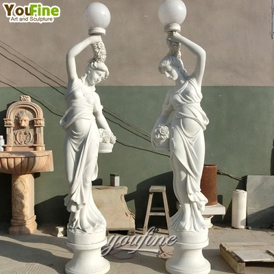 Garden Decor Modern Life Size New Floor Stone Sculpture Woman Marble Carving Statue Lamp