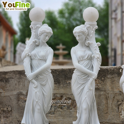 Garden Decor Modern Life Size New Floor Stone Sculpture Woman Marble Carving Statue Lamp
