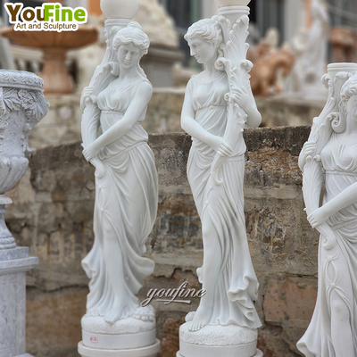 Garden Decor Modern Life Size New Floor Stone Sculpture Woman Marble Carving Statue Lamp