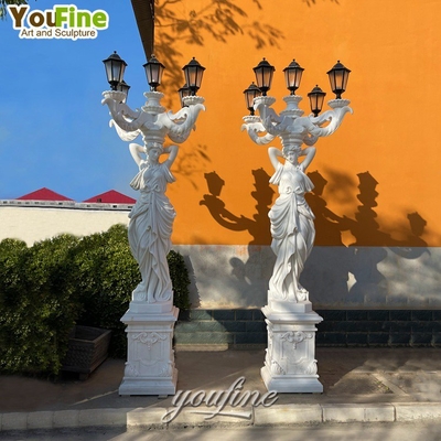 Garden Decor Modern Life Size New Floor Stone Sculpture Woman Marble Carving Statue Lamp