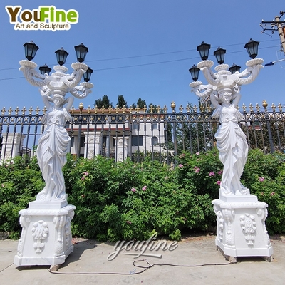 Garden Decor Modern Life Size New Floor Stone Sculpture Woman Marble Carving Statue Lamp