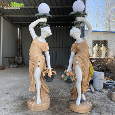 Garden Decor Modern Life Size New Floor Stone Sculpture Woman Marble Carving Statue Lamp