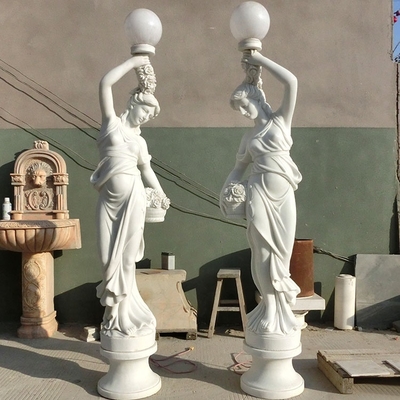 Outdoor White Marble Churbs Statue Lamp for Sale