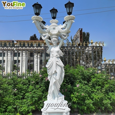 Outdoor White Marble Churbs Statue Lamp for Sale