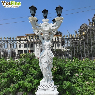 Outdoor White Marble Churbs Statue Lamp for Sale