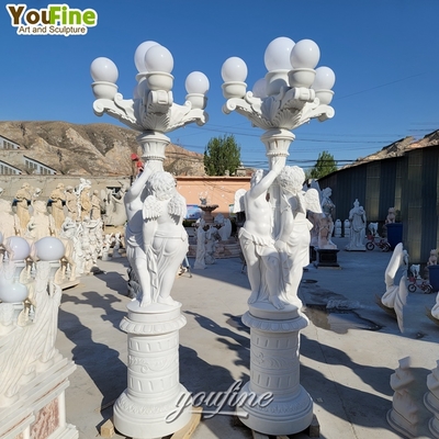 Life Size White Marble Figure Stone Sculpture for Garden Sexy Lady Lamp