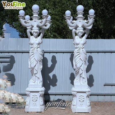 Life Size White Marble Figure Stone Sculpture for Garden Sexy Lady Lamp