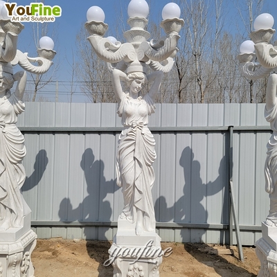 Life Size White Marble Figure Stone Sculpture for Garden Sexy Lady Lamp