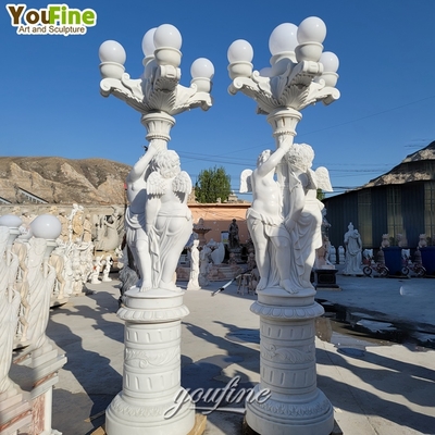 Life Size White Marble Figure Stone Sculpture for Garden Sexy Lady Lamp