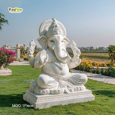 Life Size Outdoor Marble Statue of Ganesh for Temples