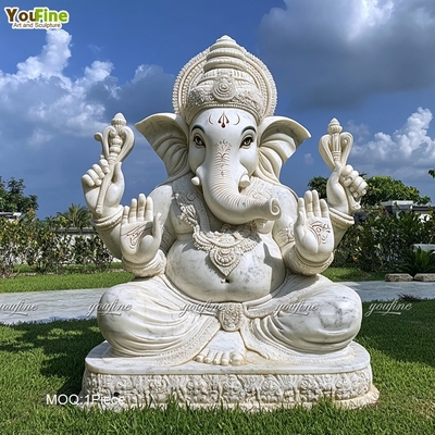Life Size Outdoor Marble Statue of Ganesh for Temples