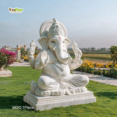 Life Size Outdoor Marble Statue of Ganesh for Temples