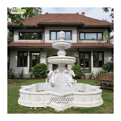 Natural Stone Outdoor Urban Landmark Horse Marble Street Fountain