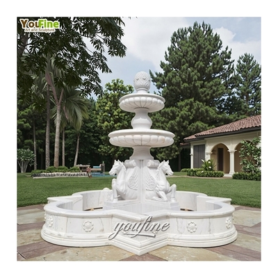 Natural Stone Outdoor Urban Landmark Horse Marble Street Fountain