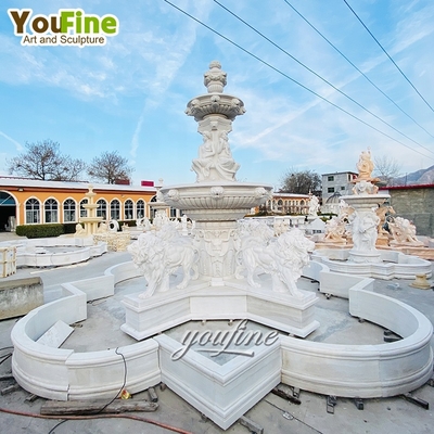 Outdoor Garden Decor Large Stone Marble Lionhead Fountains Statue for Sale