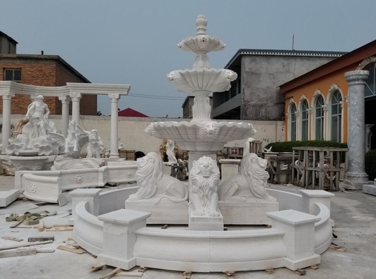 Outdoor Garden Decor Large Stone Marble Lionhead Fountains Statue for Sale