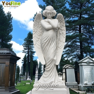 Custom Size Design Outdoor Garden Life Size Marble Angel Statues for Cemetery